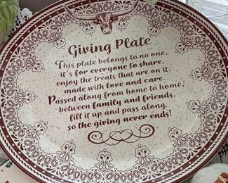 Western Style Giving Plate with Longhorn Motif