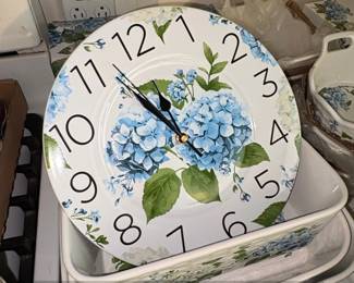 Certified International Hydrangea Floral Ceramic Wall Clock