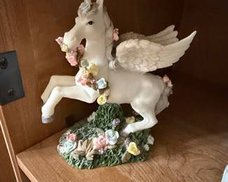 Vintage Pegasus Figurine with Floral Garland - Wallace Berrie Fantasy Series