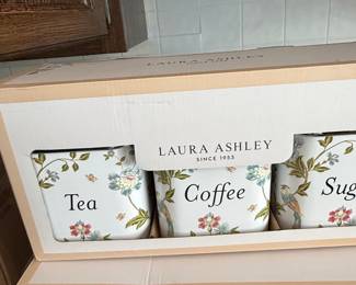 Laura Ashley Elveden White 3-Piece Tea, Coffee, and Sugar Canister Set