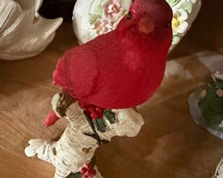 Cardinal on Snowy Birch Branch Figurine