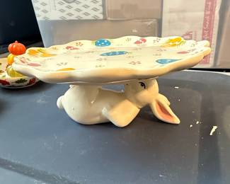 Ceramic Easter Bunny Egg Plate