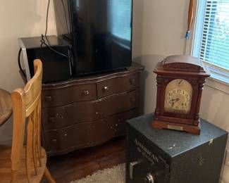 Dresser, safe, antique clock