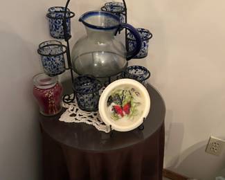 Accent table, drink set, pitcher