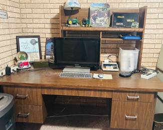 Large desk and computer 