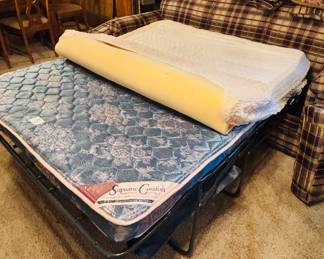 Sleeper sofa, clean mattress with egg crate and mattress cover 