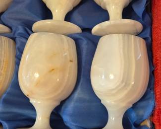 Gorgeous set of 6 onyx stems from 1940's in original box