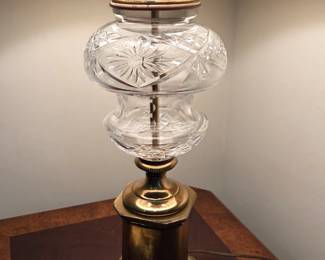 Brass and cut glass lamp