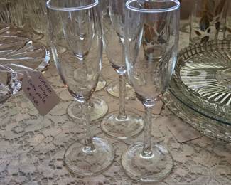 We have 27 matching champagne flutes - perfect for showers and wedding receptions