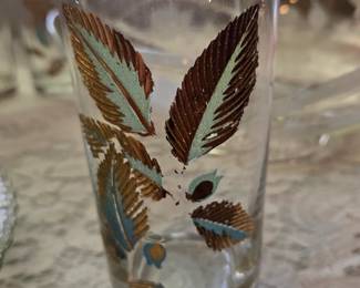 Vintage Libbey tumblers green and gold - set of 6