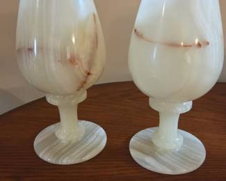 Set of 2 marble wine glasses