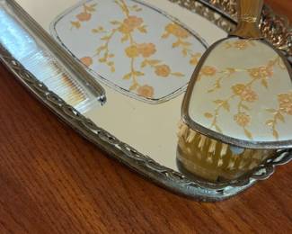 Vintage comb, brush and mirror set