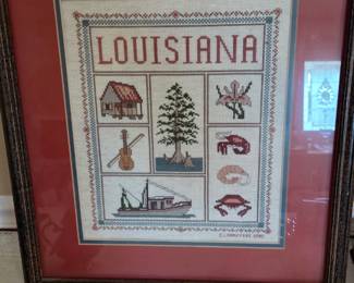 Framed cross stitched