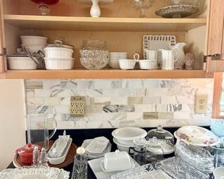 Platters, cake stands, pitcher