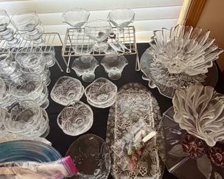 Ice cream dishes, and ornate glassware