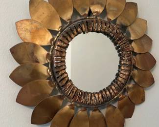 Brass Leaf Sunburst Wall Mirror