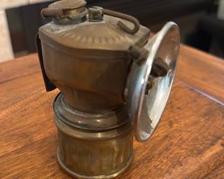 vintage Justrite brass carbide miner's lamp