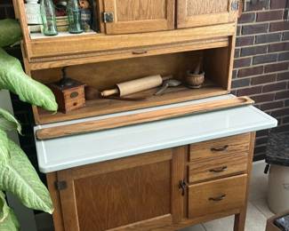 Oak Hoosier-Style Kitchen Cabinet