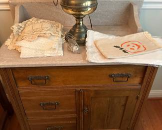 Oak Washstand with Marble Top