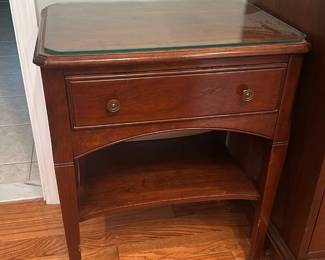 Mahogany Nightstand with Glass Top