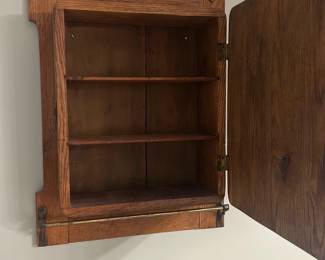 Antique Wall-Mounted Oak Medicine Cabinet