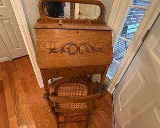 Oak Ladies Drop-Front Secretary