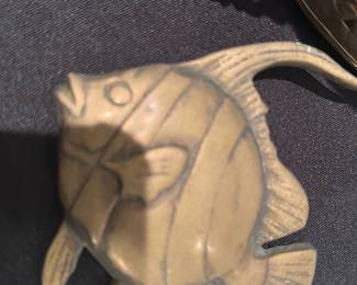 vintage brass angelfish wall hanging
