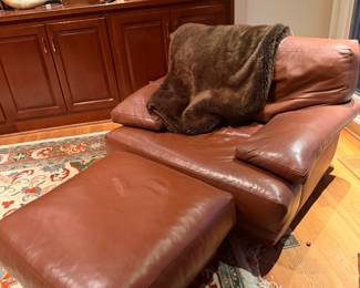 Roche Bobois leather chair and ottoman