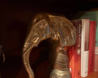 Brass elephant bookend