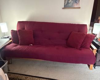 Futon couch, side tables