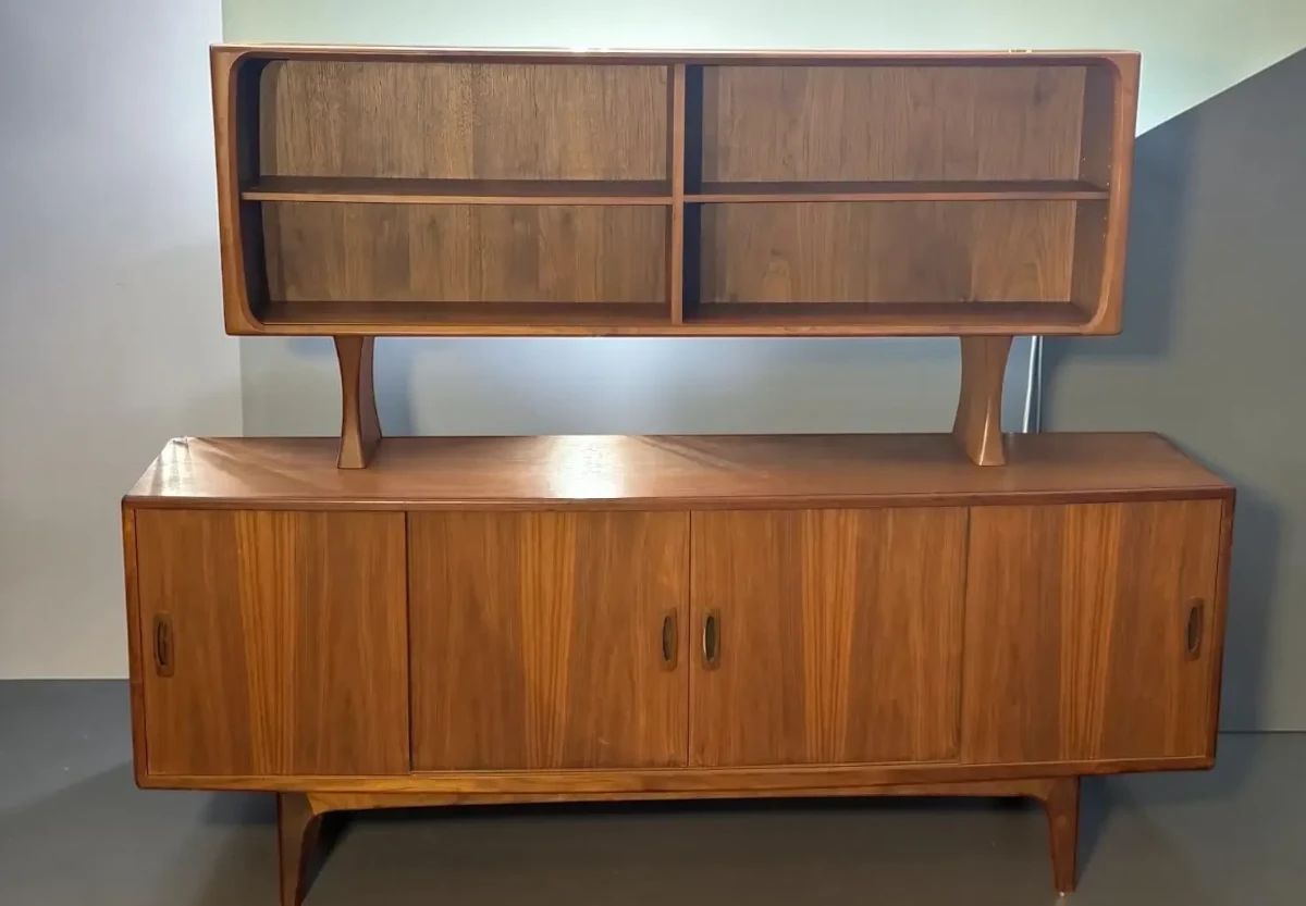 Danish Teak H.P. Hansen Sideboard Credenza Hutch