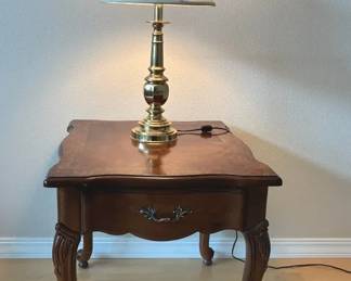 Thomasville Side Table And Brass Lamp 