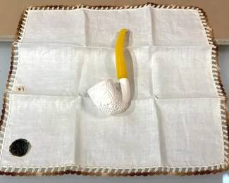 Handcarved meerschaum tobacco pipe