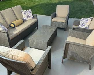 Yechen 7Piece Outdoor Patio Furniture Set with Gas Fire Pit