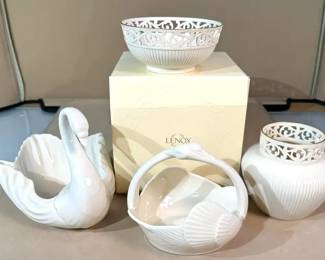 Lenox Tracery vase, bowl  other pieces