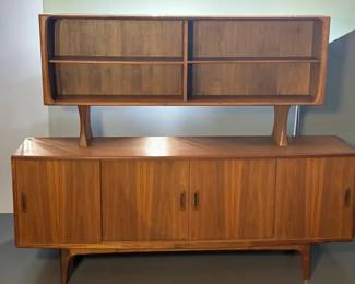 Danish Teak H.P. Hansen Sideboard Credenza Hutch