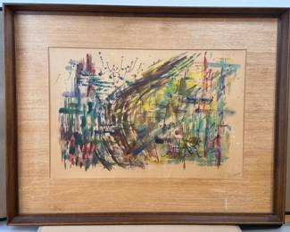 1958 Framed Abstract Watercolor Painting