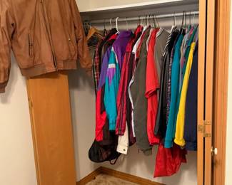 clothing including suede vest, bomber jackets, suits, blazers, coats,