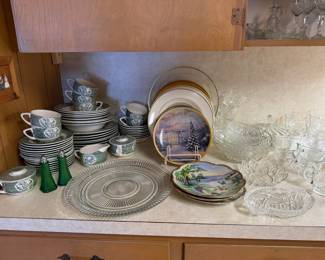 dishes, plates, glass