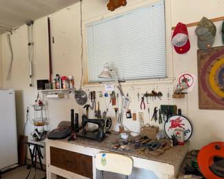 hand tools, vintage sewing machine, 