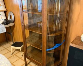 curio cabinet, (glass cracked on side