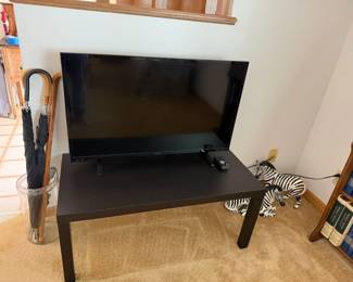 TV, table, zebras