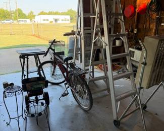 ladders, bike, spreader, plant stands
