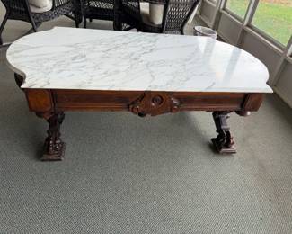 marble top eastlake style coffee table