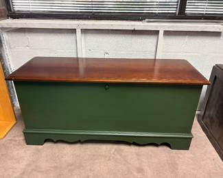Sage Green Painted base and wood top chest