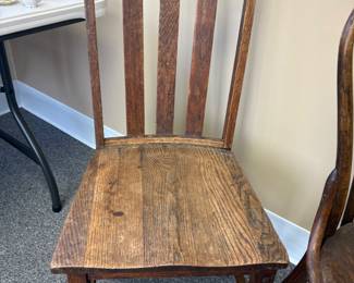 Antique slatback oak chair