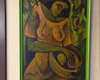 Oil on canvas artwork signed by Filipino artist Roger San Miquel