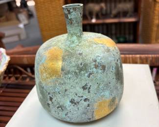 Nice textured vase with gold painting patina