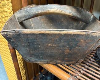 Antique Chinese Wooden rice measure basket, often called a "dou".
