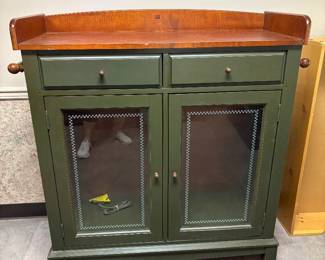 Vintage Sage Basset Buffet  Binet w towel bars. 